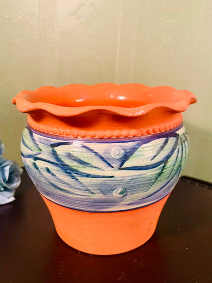 Hand-Painted Terracotta Ceramic Planter Pot – 5 Inch