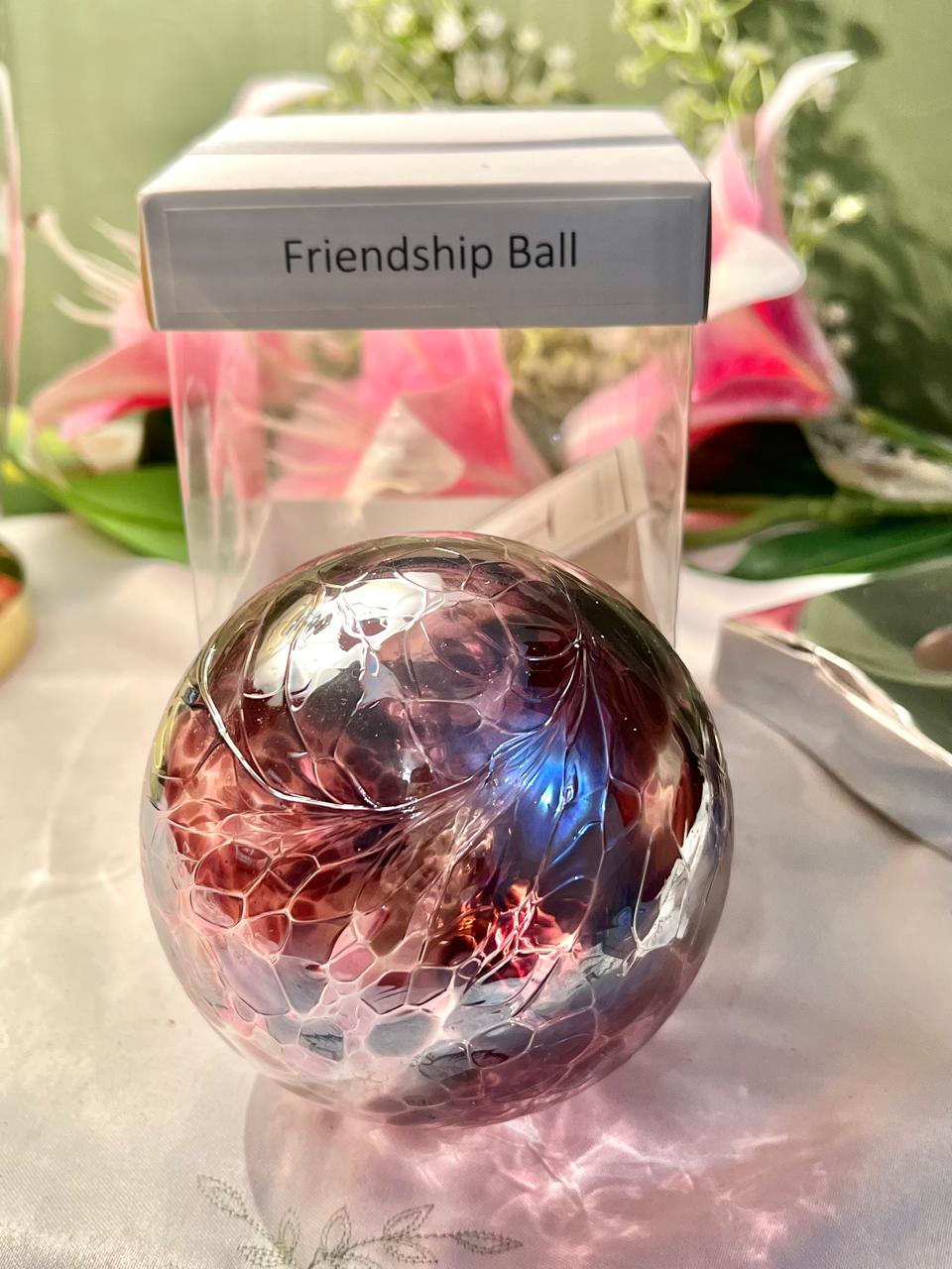Vintage Pink Friendship Ball Crystal Ornament Approx. 8 cm