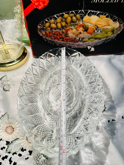 Moldavia 5-Compartment Crystal Serving Platter 12 inch Box Pack