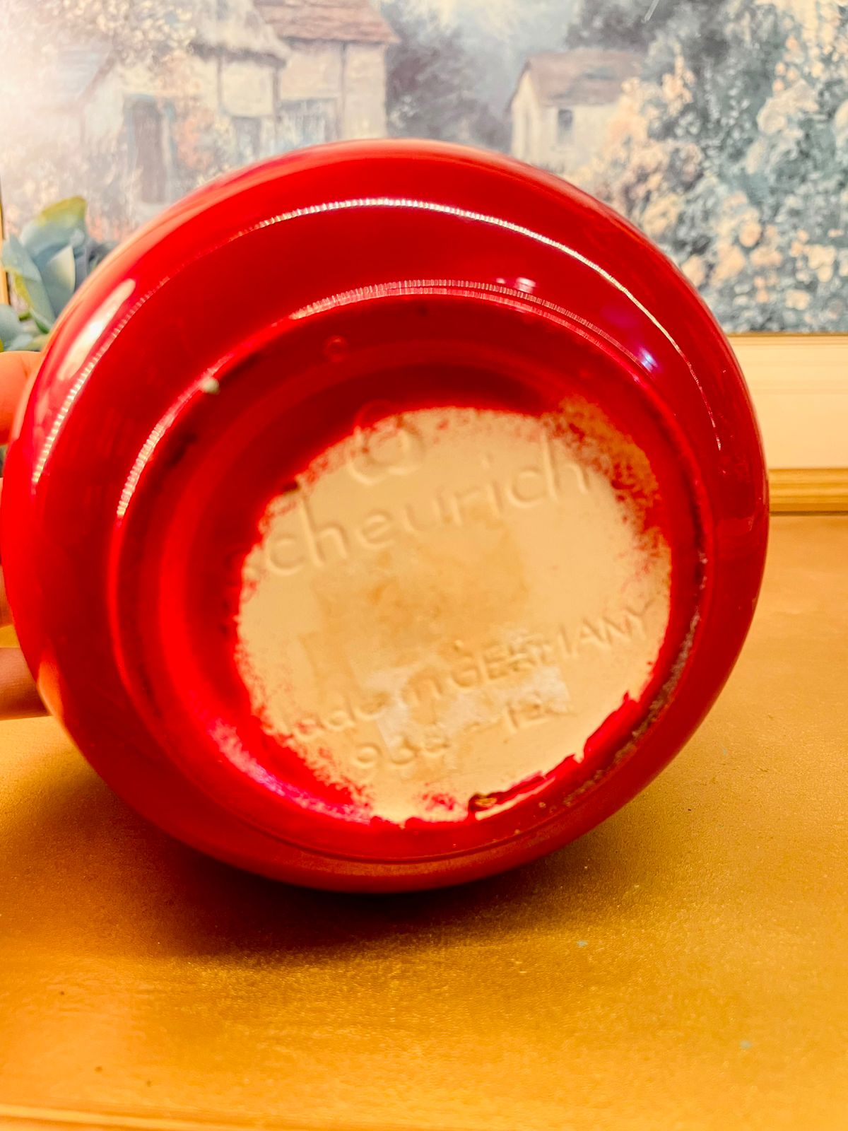 Red Ceramic Planter Made in Germany Modern Home Decor
