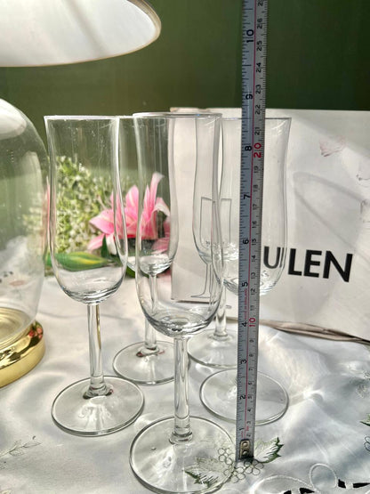 Tall Clear Crystal Champagne Flutes Set of 5 – 9 Inch - with box