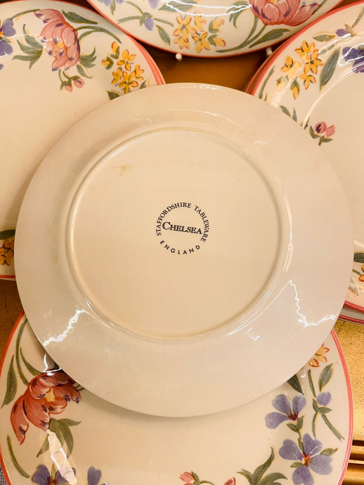 Set of 8 Staffordshire Tableware Chelsea Floral Salad Plates – Vintage English Dinnerware