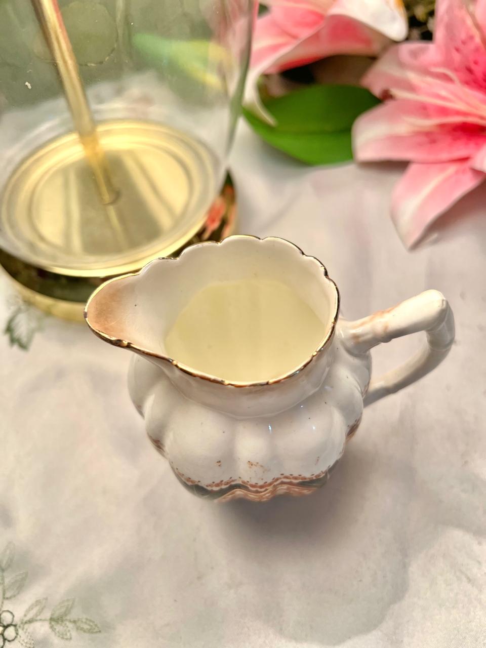 Vintage Floral Scalloped Milk Jug 4 Inch