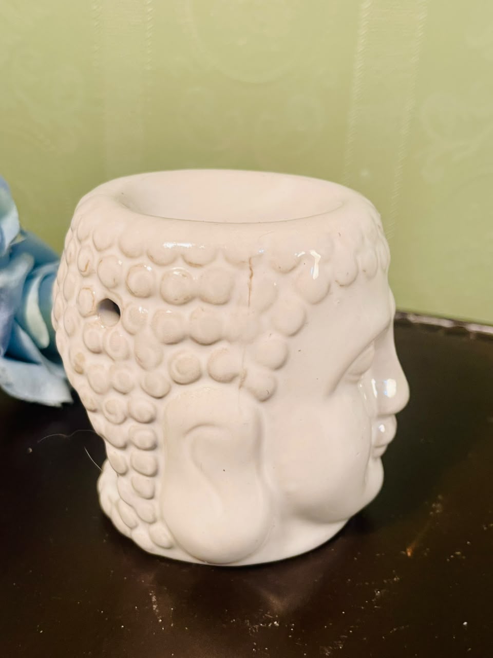 White Ceramic Buddha Head Wax Melt Burner – 5 Inch