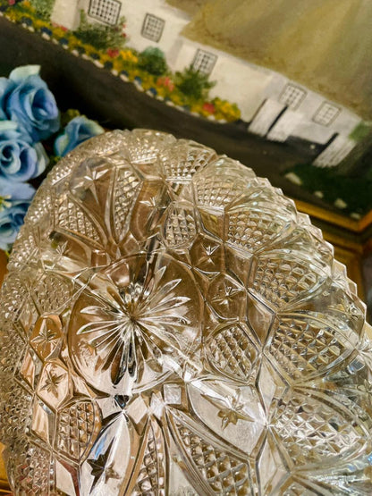 Vintage Cut Glass Divided Serving Dish – Elegant Tableware
