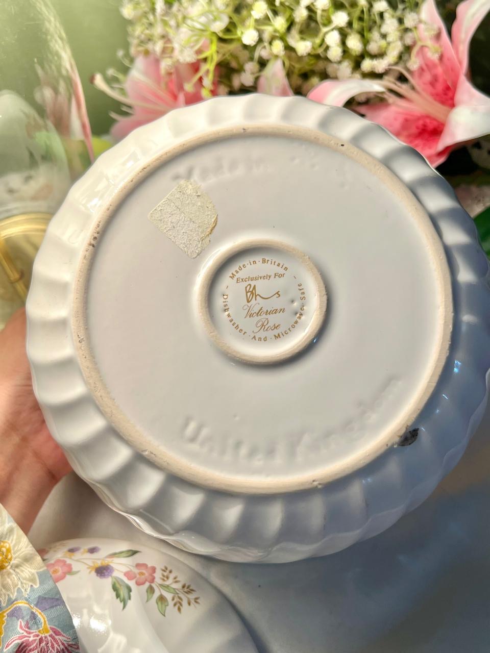 BHS Victorian Rose Covered Serving Bowl 9 in Made in Britain