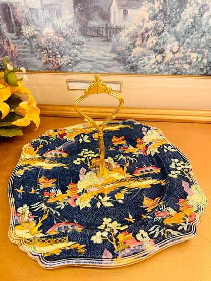 Vintage Pekin Hand Painted Cake Stand England