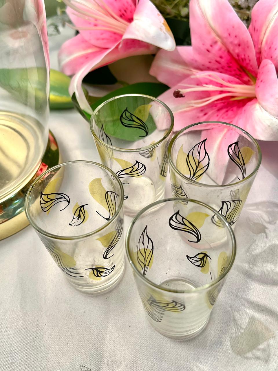4pc Clear Crystal Leaf Print Tumblers – Approx. 3 Inch