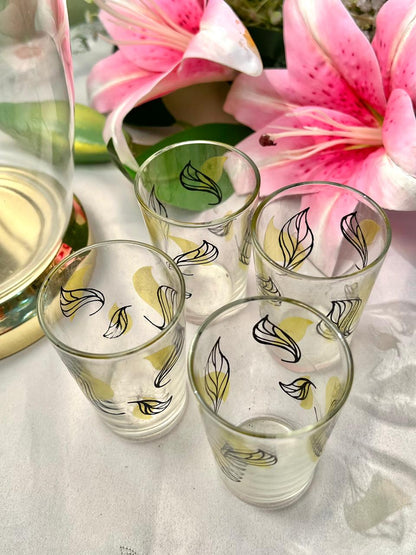 4pc Clear Crystal Leaf Print Tumblers – Approx. 3 Inch