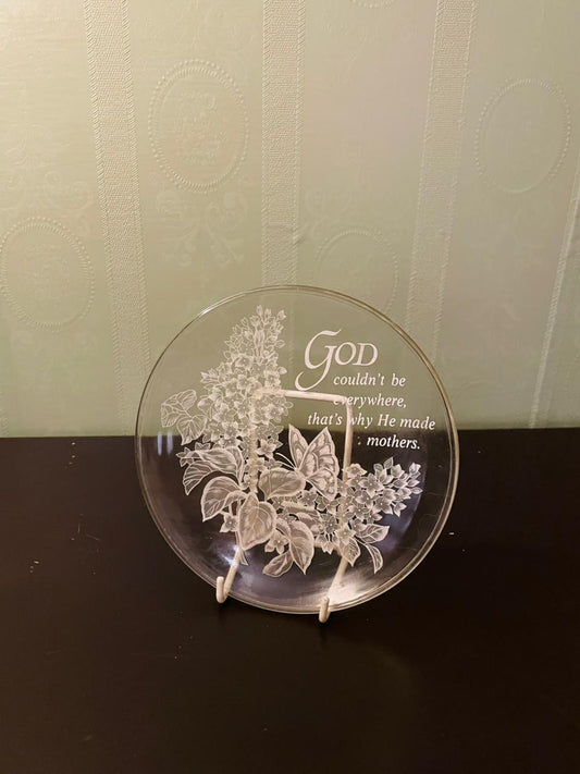 Vintage Mother Quote Glass Decorative Plate 6"