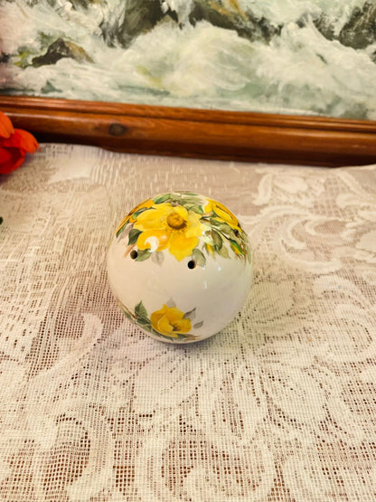 Vintage Yellow Rose Ceramic Pomander Ball Ornament