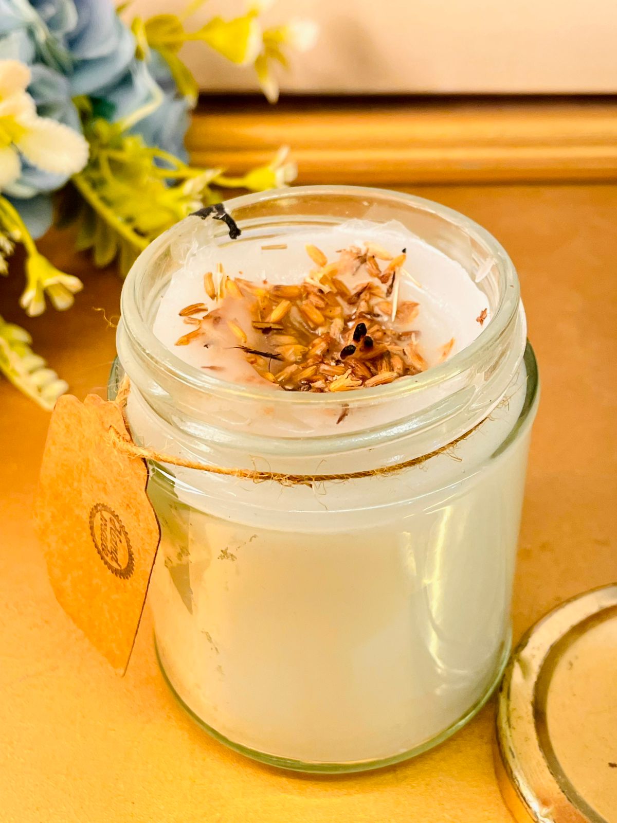 Handmade Scented Jar Candle with Lid Rustic Home Decor