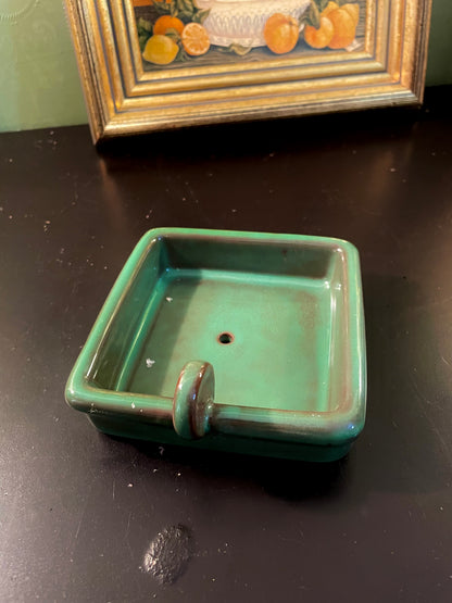 Green Ceramic Bonsai Pot with Drainage Hole 5 Inch