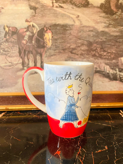 whittard of chelsea mug, tea with the queen mug, british collectible mug, handcrafted mugs england, royal tea mug, whittard england cup, fine stoneware mug, english tea mug, collectible mugs pakistan, luxury tea mugs, whittard collection, sunset kitchen vintage