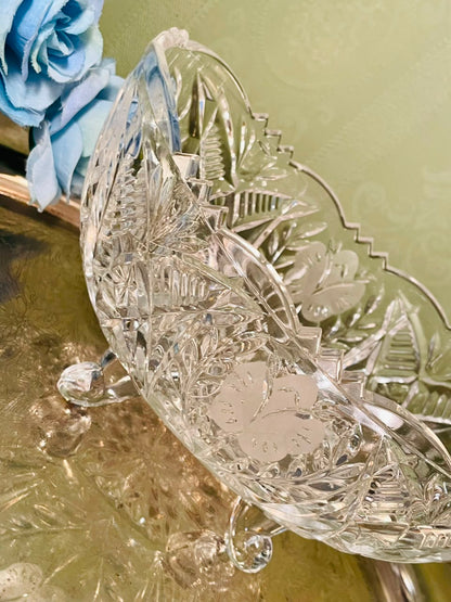 Vintage Crystal Butterfly Serving Bowl – 8 Inch
