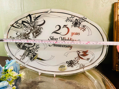 Fiesta Silver Wedding Anniversary Crystal Plate – 15 Inch