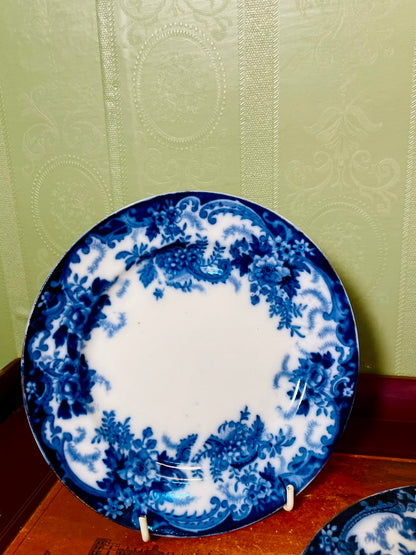 Set of 5 Vintage Blue & White Floral Plates – 7 Inch