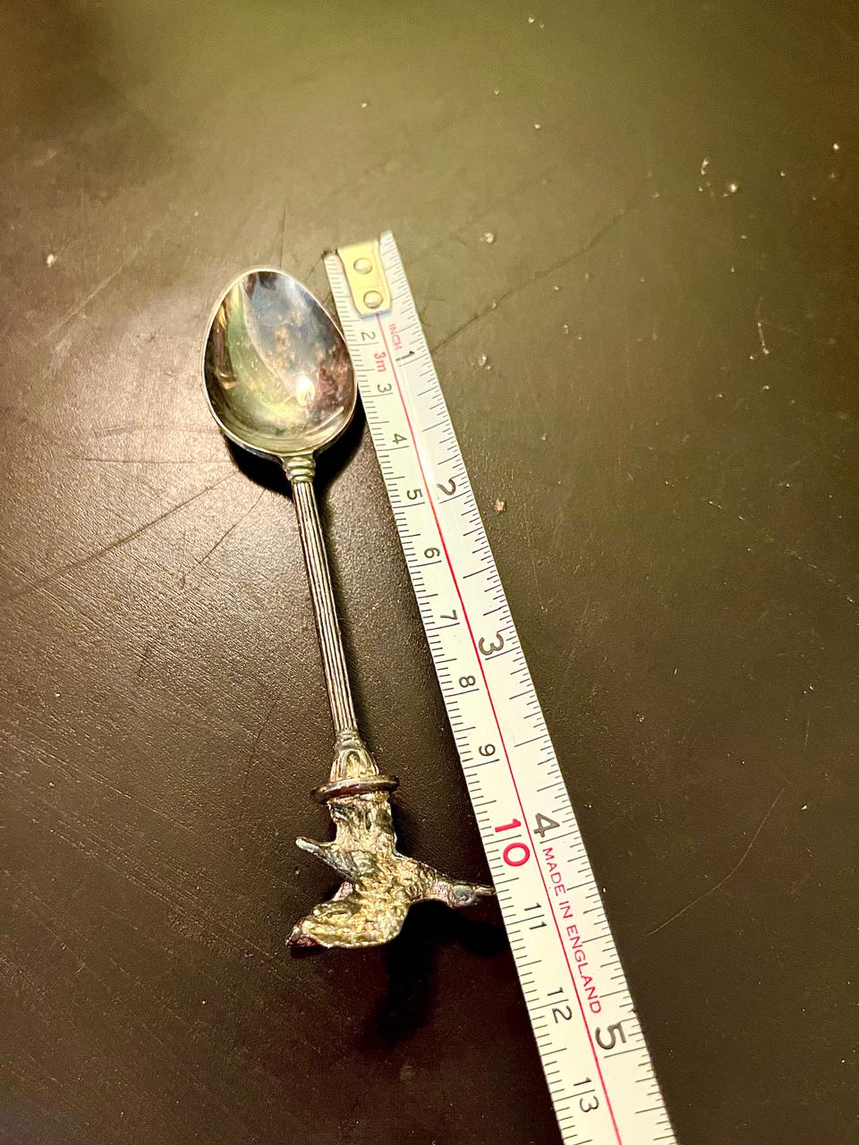 Vintage Bird Finial Souvenir Spoon 12 cm Silver Tone
