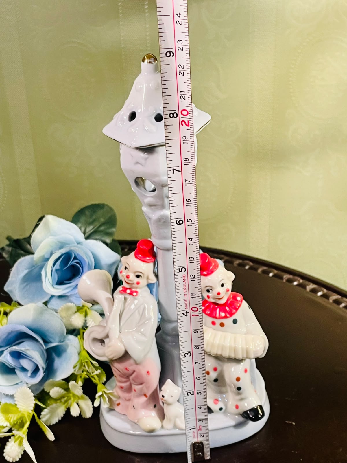 Vintage Porcelain Clown Table Lamp Figurine (9 Inch)