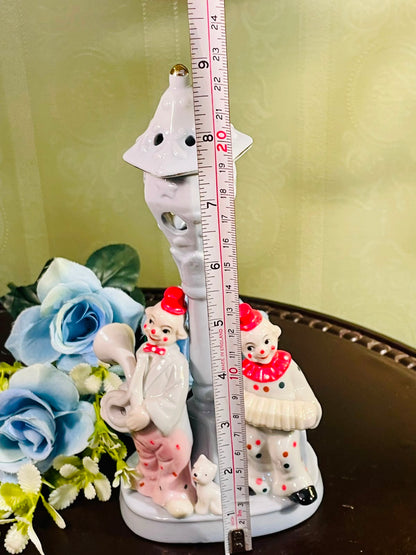 Vintage Porcelain Clown Table Lamp Figurine (9 Inch)