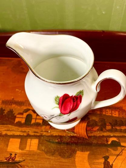 Vintage Rose Floral Porcelain Milk Jug | 5 Inch Creamer Pitcher