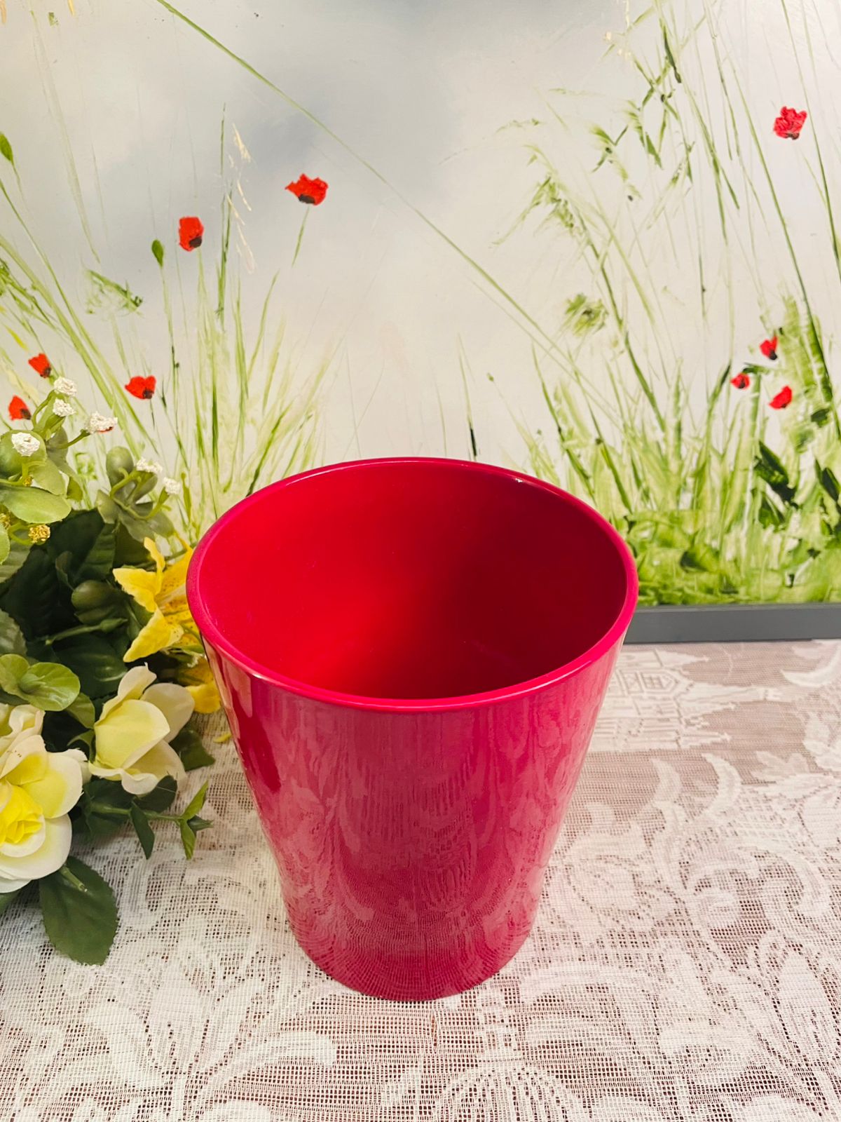 Glossy Red Plant Pot – Bold Modern Home Decor