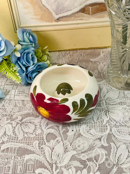 Handpainted Floral Ceramic Bowl Farmhouse Style