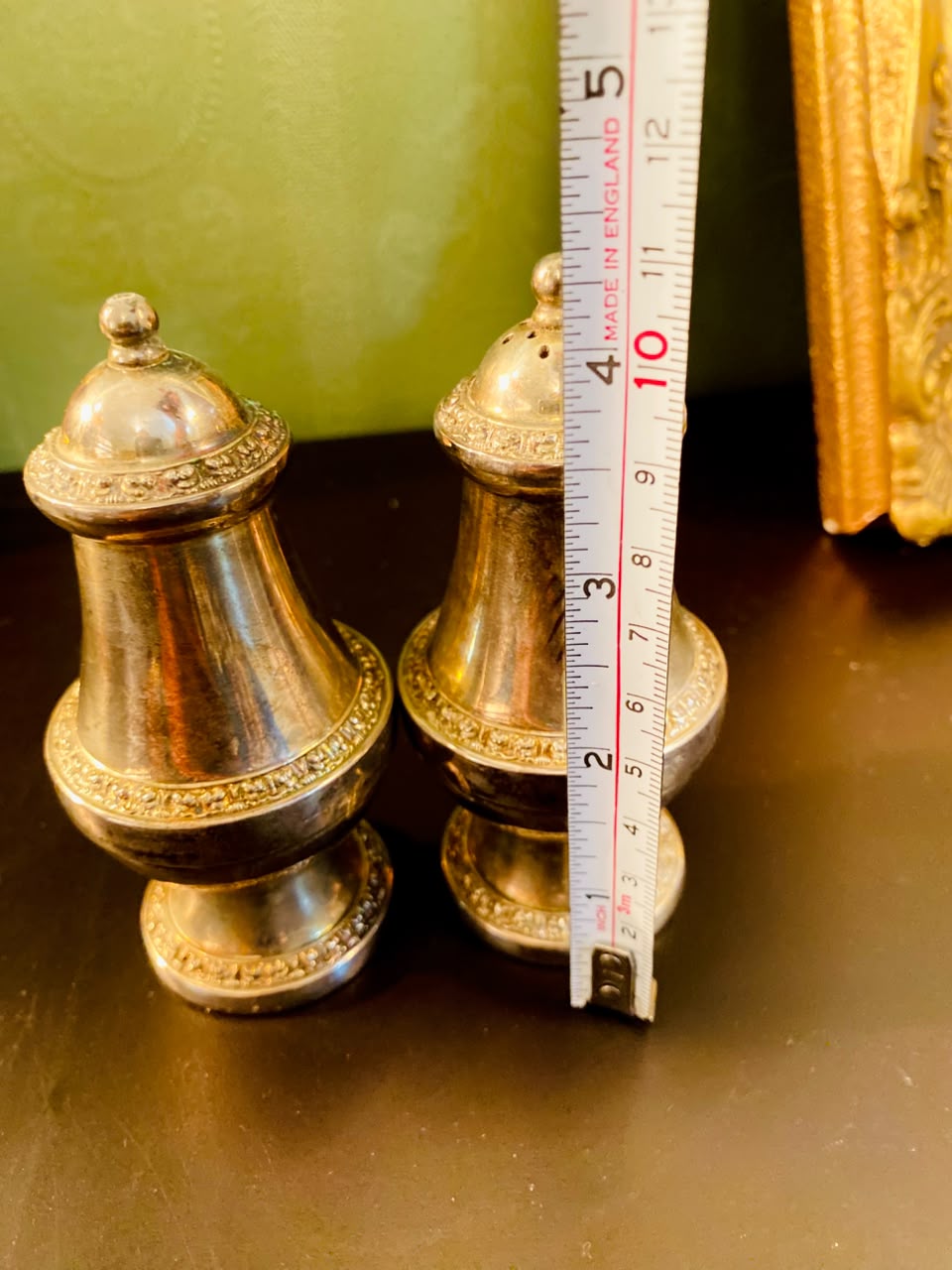 Vintage Silver-Plated Salt & Pepper Shakers Set 5 Inch