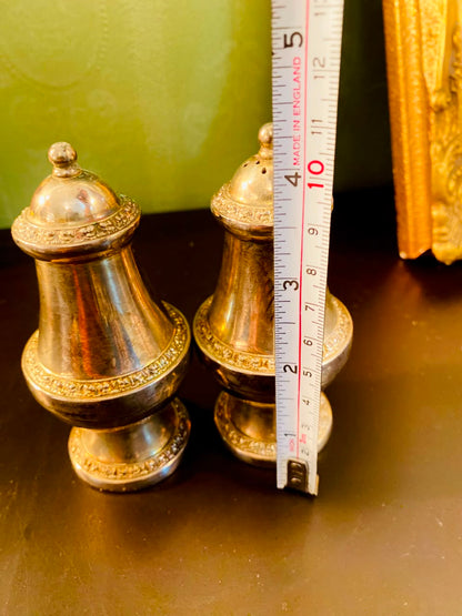 Vintage Silver-Plated Salt & Pepper Shakers Set 5 Inch