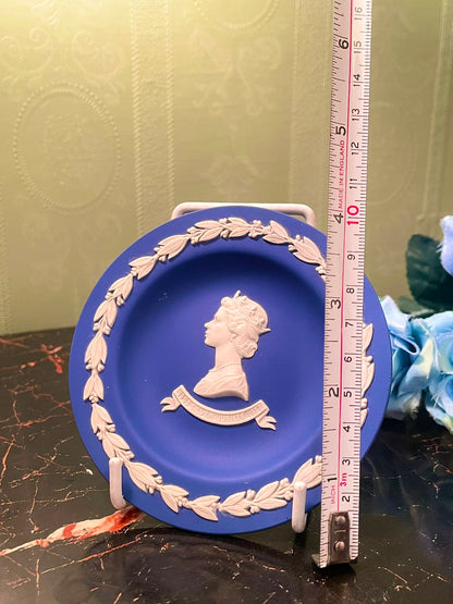Vintage Wedgwood Blue Jasperware Silver Jubilee Plate, 4in