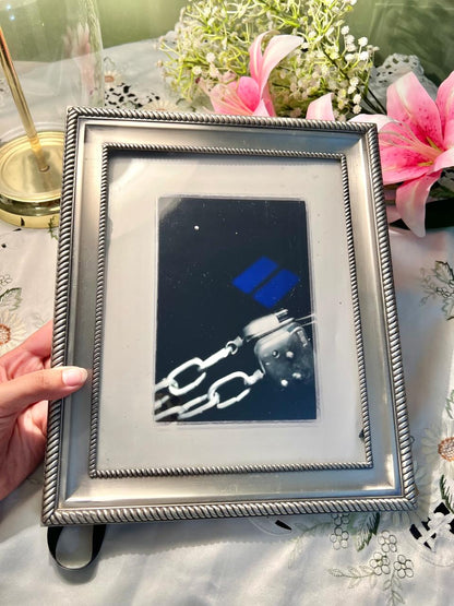 Silver  Framed Abstract Picture 12"