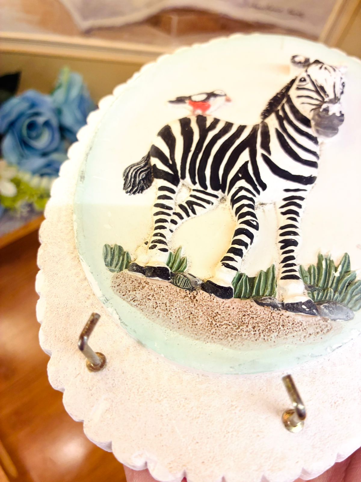 Zebra Key Holder – Decorative 3D Animal Design with Bird Accent