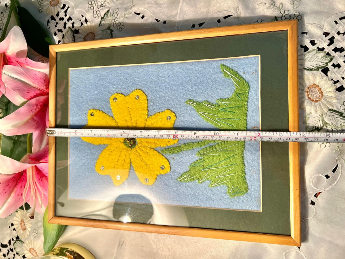 Yellow Floral Textured Framed Artwork – 15 Inches
