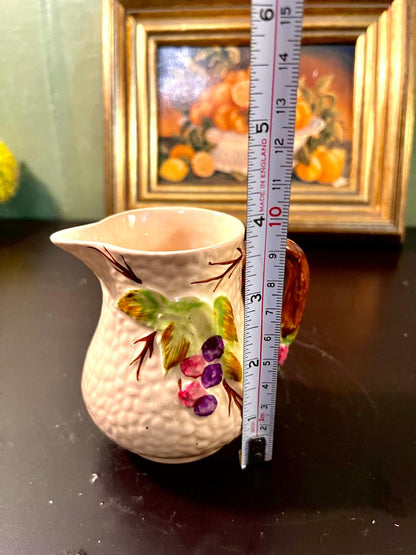 Vintage Grape Relief Ceramic Creamer Jug – 4 Inch
