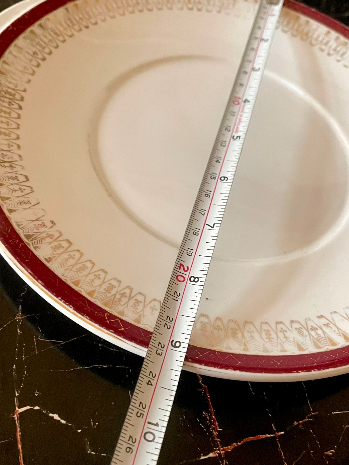 Pair of Royal Stafford “Majestic” Fine Bone China Plates Pair – Red & Gold Border (England)