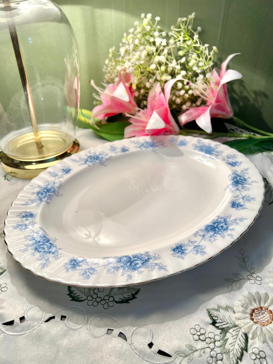 Royal Albert Windsor Rose Bone China Oval Serving Platter England