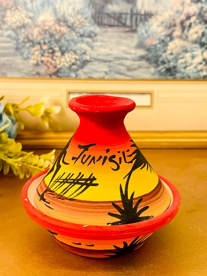 Handmade Tunisia Ceramic Tagine Style Dish