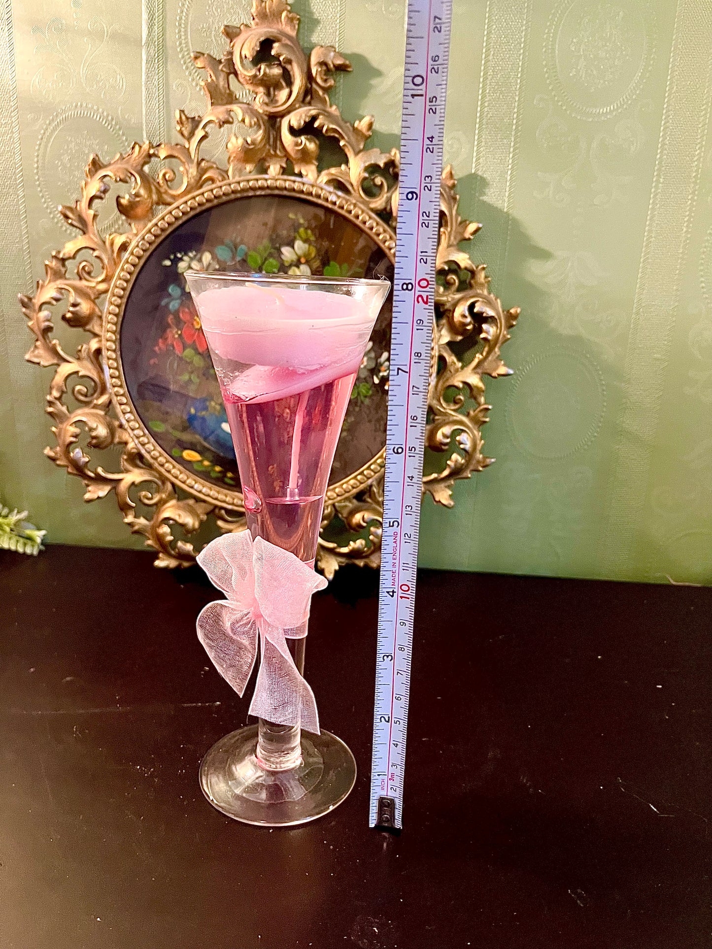 Pink Cocktail Glass Candle with Bow Detail