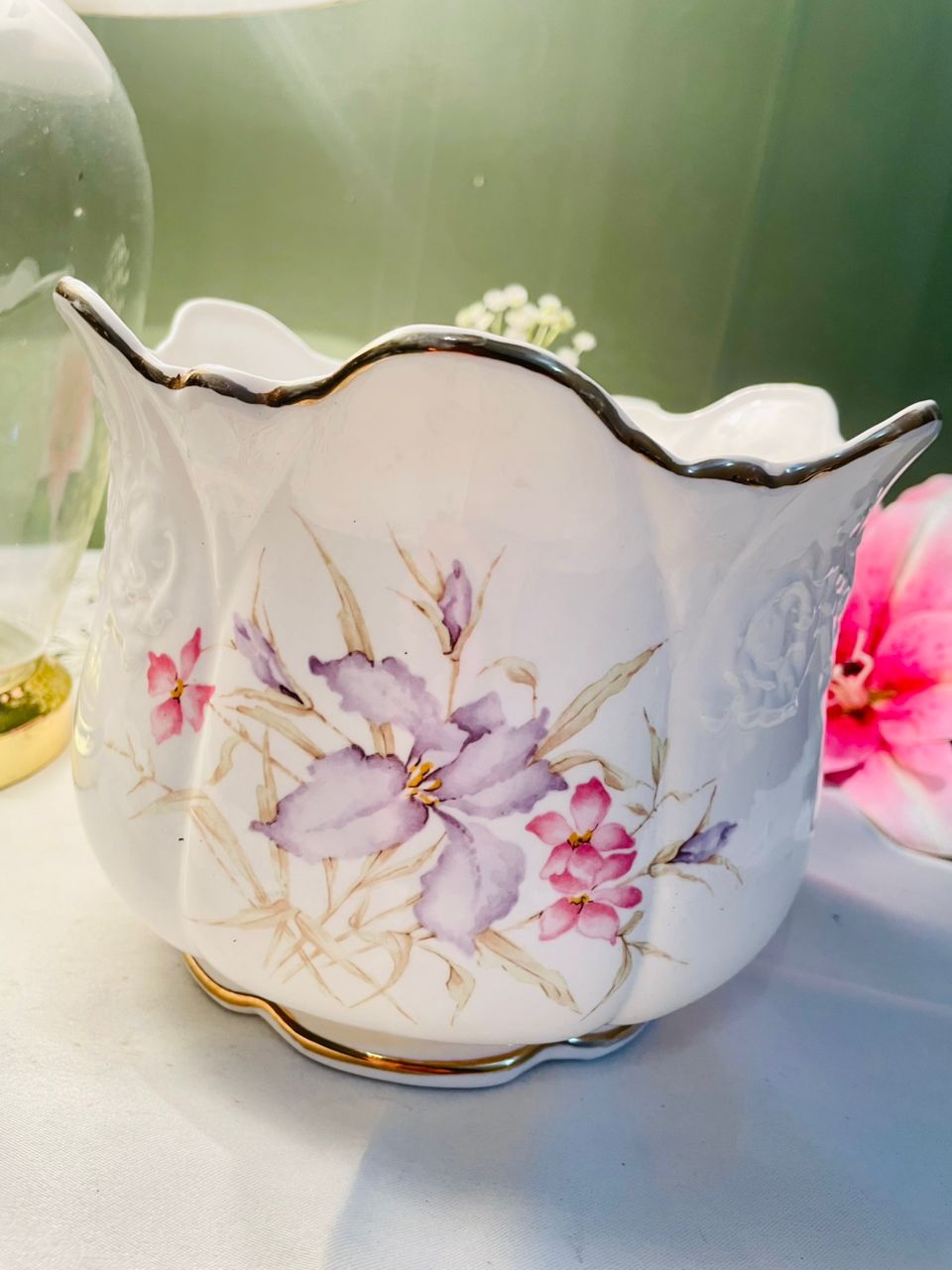 Norcroft Fine Bone China Floral Planter 6.5 in