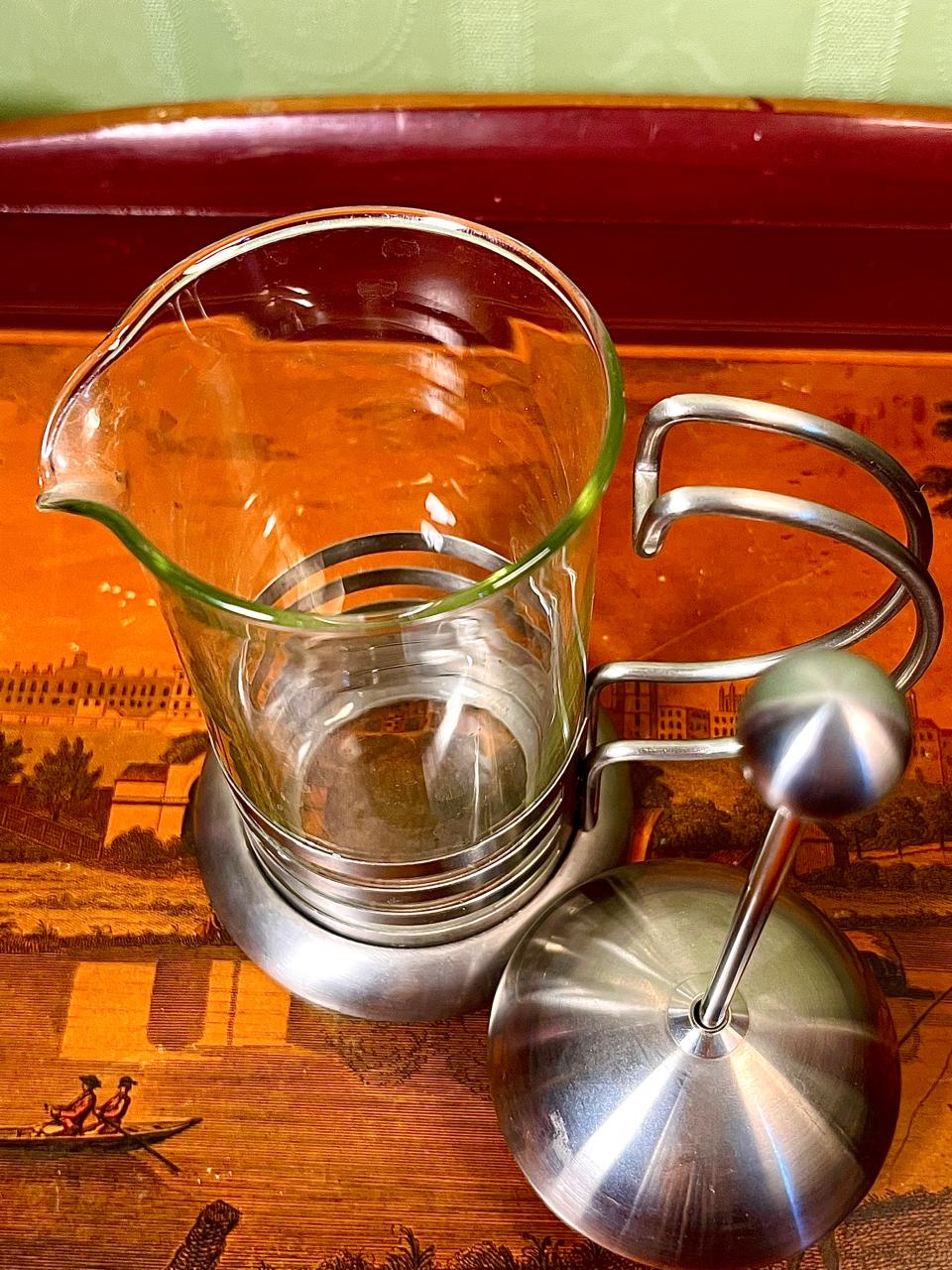 Stainless Steel French Press Coffee Maker | Glass Coffee Press | 7 Inch