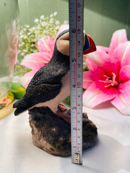 Puffin Bird Figurine on Rocky Base Approx. 15 cm
