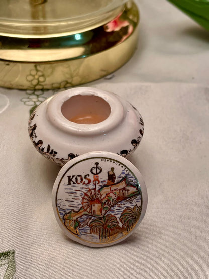 Vintage Miniature Ceramic Trinket Pot 4 cm