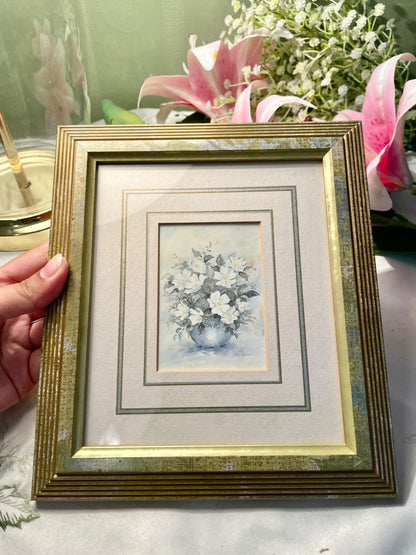 "Wild Roses" by the British artist Jean Scott Tonge Painting Framed Artwork 9 in