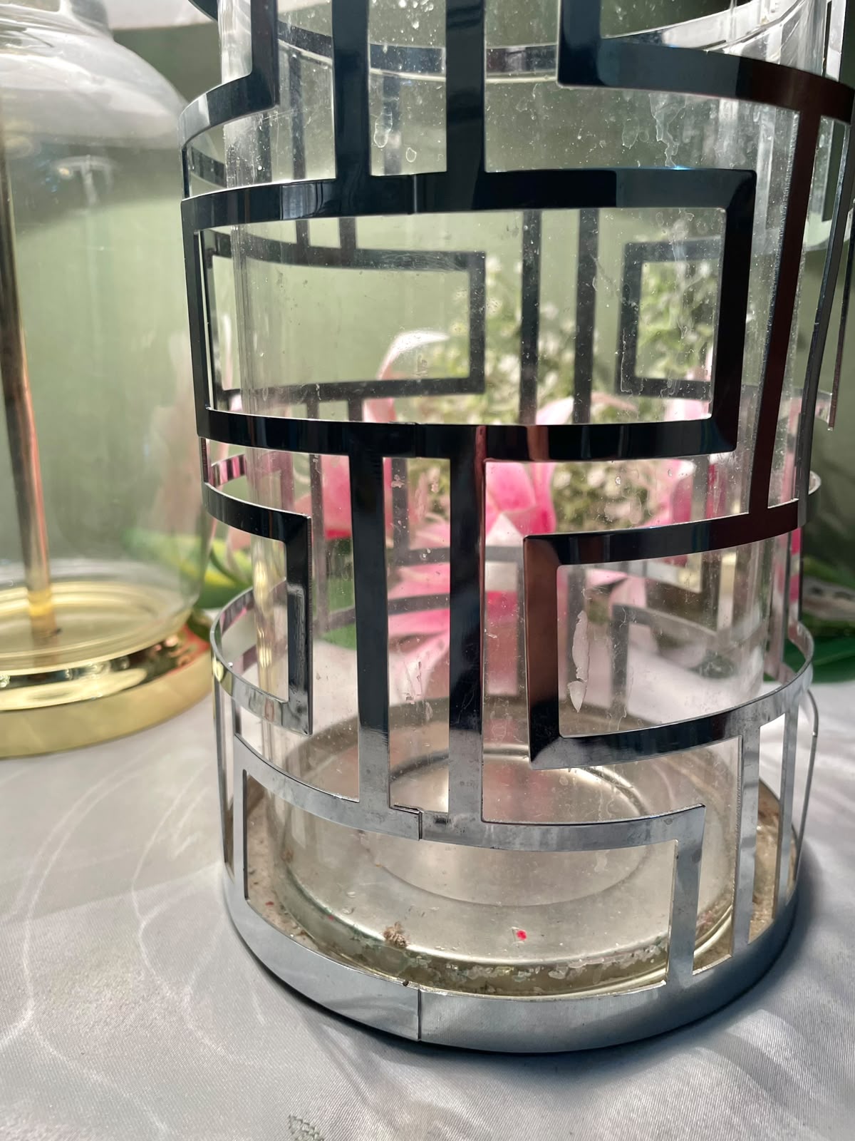 Geometric Cylinder Candle Lantern 8.5 Inch