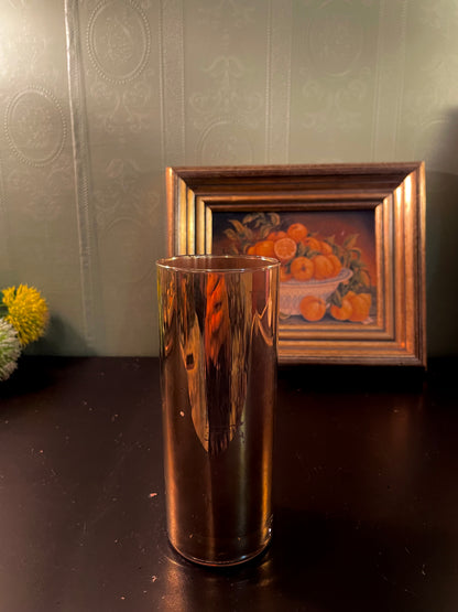 Vintage Amber Glass Cylinder Vase – 6 Inch
