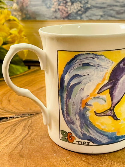 WWF Dolphin & Panda Vintage Mug | Sally Dodd Art Cup