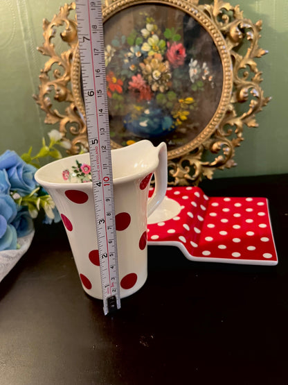 Red Polka Dot Mug & Snack Plate Set