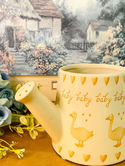 Cute Duck Watering Can Planter Ceramic Baby Design