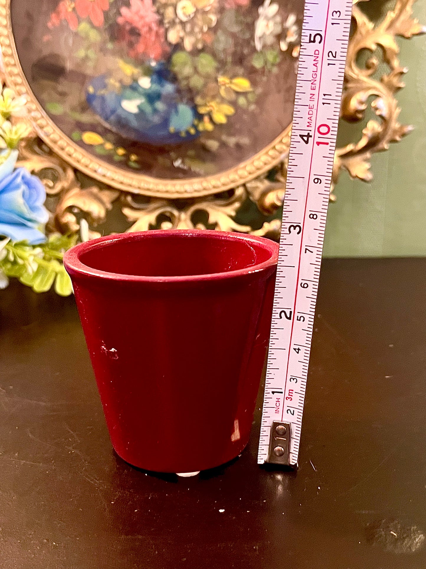 Red Ceramic Mini Plant Pot Small Glossy Decorative Planter 3 Inch