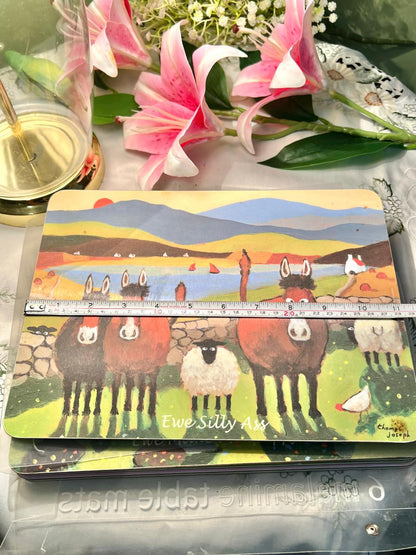 Vintage Ewe Silly Ass Sheep Placemats Set of 6 Approx. 29 cm